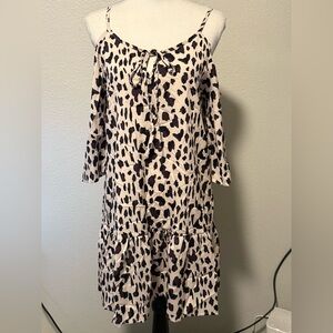 NWT leopard cold shoulder dress size S